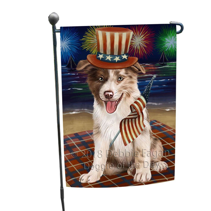 4th of July Independence Day Firework Border Collie Dog Garden Flag GFLG48635