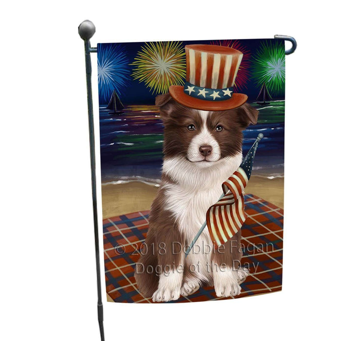 4th of July Independence Day Firework Border Collie Dog Garden Flag GFLG48636