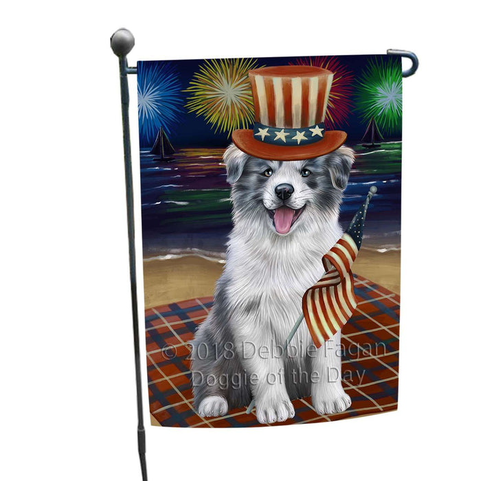 4th of July Independence Day Firework Border Collie Dog Garden Flag GFLG48637