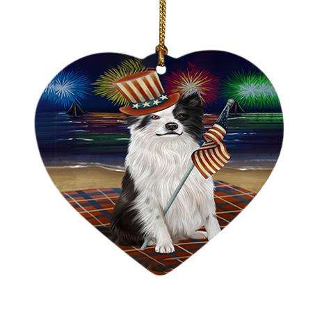 4th of July Independence Day Firework Border Collie Dog Heart Christmas Ornament HPOR48723