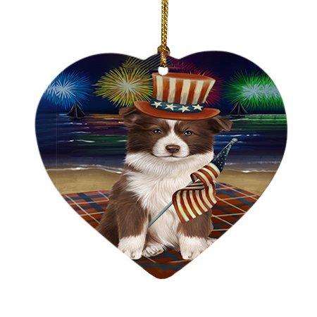 4th of July Independence Day Firework Border Collie Dog Heart Christmas Ornament HPOR48727