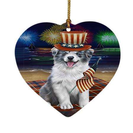 4th of July Independence Day Firework Border Collie Dog Heart Christmas Ornament HPOR48728