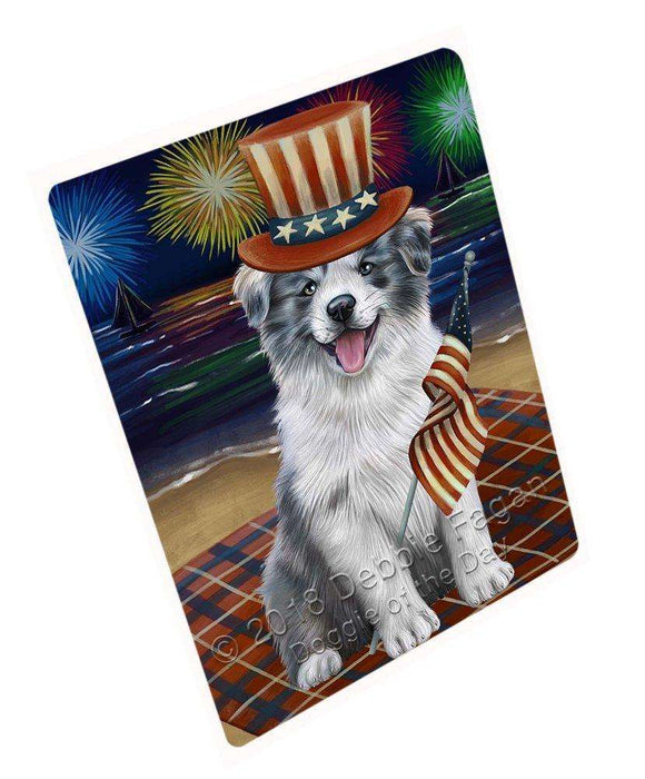 4th of July Independence Day Firework Border Collie Dog Large Refrigerator / Dishwasher RMAG51756