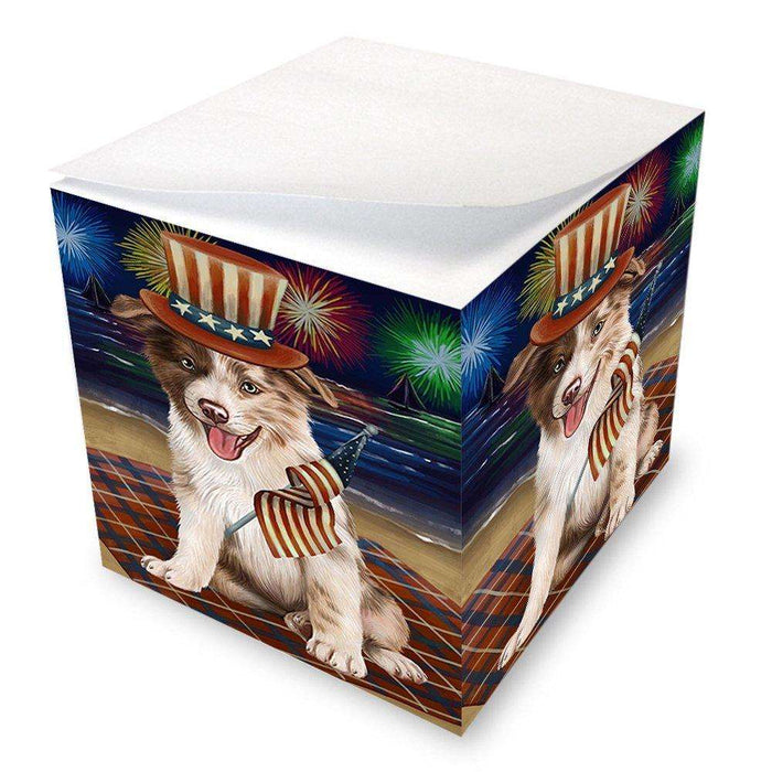 4th of July Independence Day Firework Border Collie Dog Note Cube NOC48726
