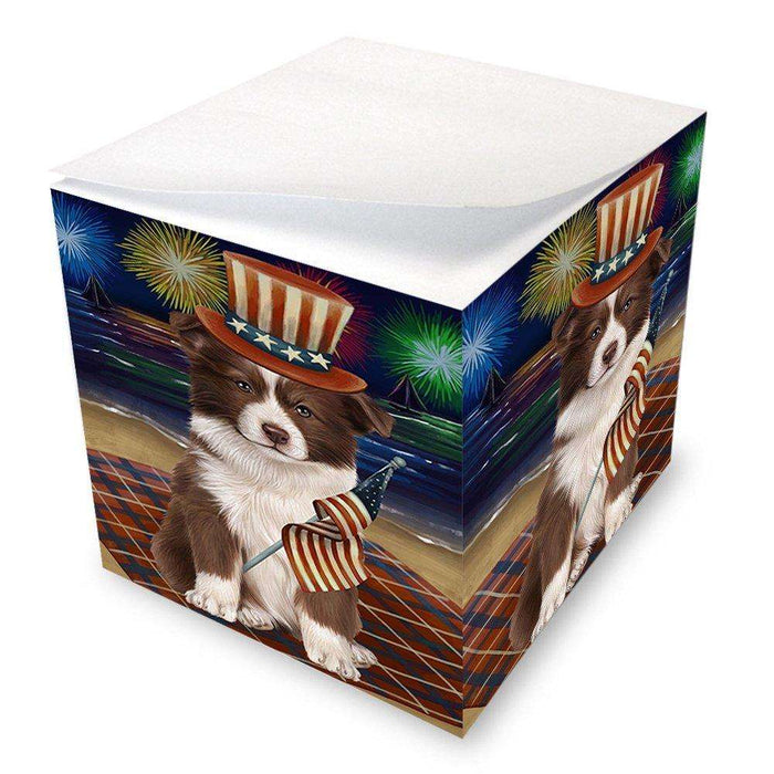 4th of July Independence Day Firework Border Collie Dog Note Cube NOC48727