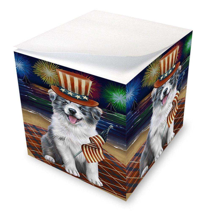 4th of July Independence Day Firework Border Collie Dog Note Cube NOC48728
