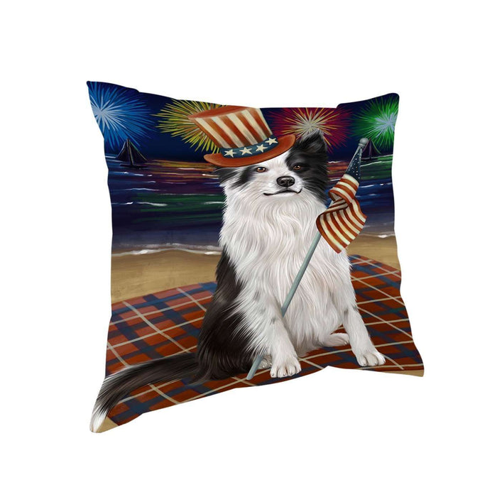4th of July Independence Day Firework Border Collie Dog Pillow PIL50748