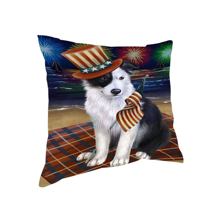4th of July Independence Day Firework Border Collie Dog Pillow PIL50756