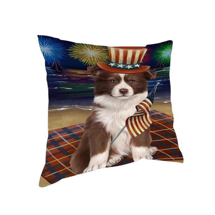 4th of July Independence Day Firework Border Collie Dog Pillow PIL50764