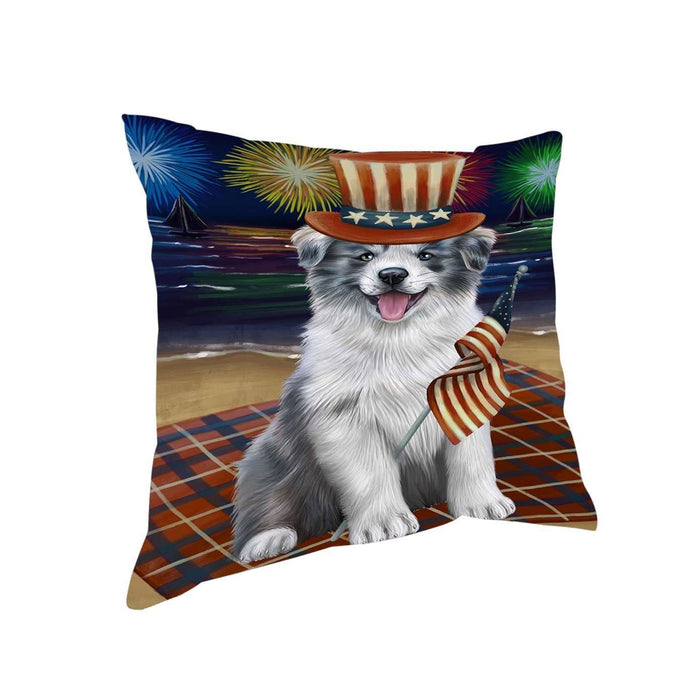 4th of July Independence Day Firework Border Collie Dog Pillow PIL50768