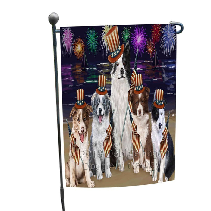 4th of July Independence Day Firework Border Collies Dog Garden Flag GFLG48633