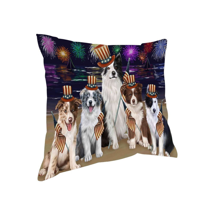 4th of July Independence Day Firework Border Collies Dog Pillow PIL50752