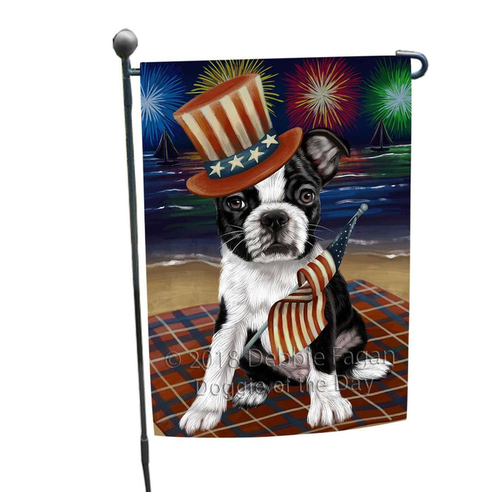 4th of July Independence Day Firework Bosten Terrier Dog Garden Flag GFLG48640