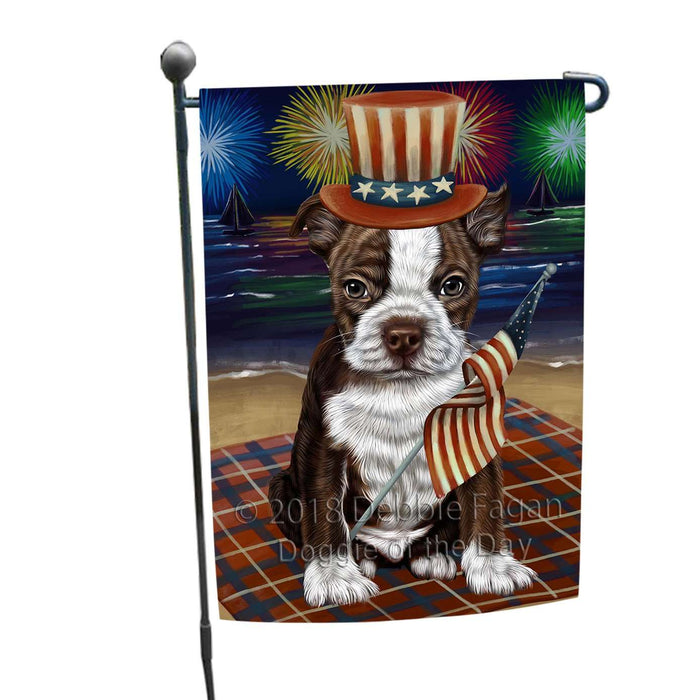 4th of July Independence Day Firework Bosten Terrier Dog Garden Flag GFLG48641