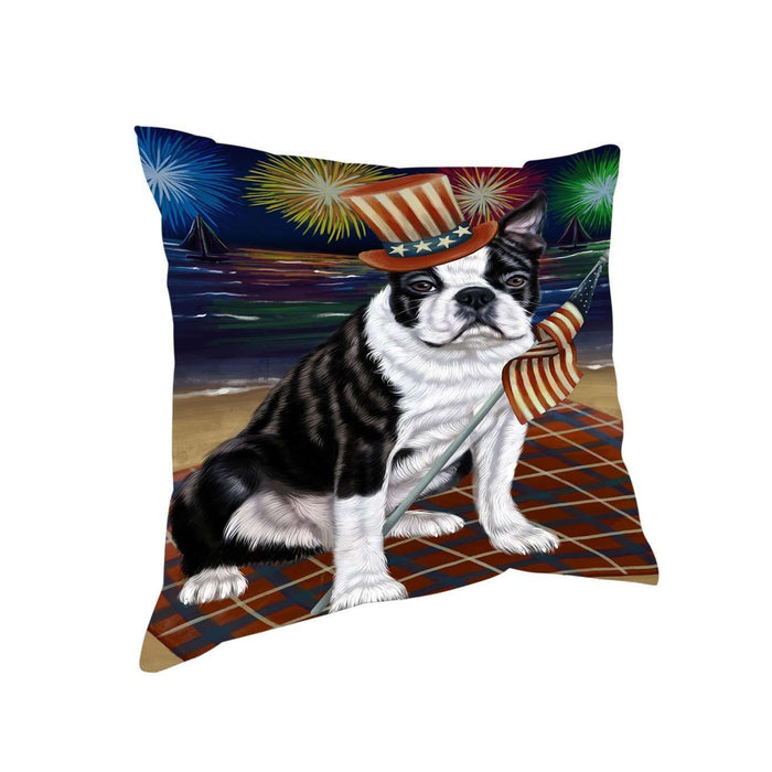4th of July Independence Day Firework Bosten Terrier Dog Pillow PIL50772