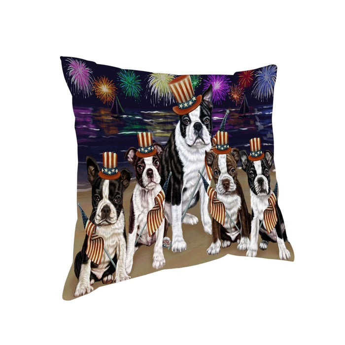 4th of July Independence Day Firework Bosten Terriers Dog Pillow PIL50776