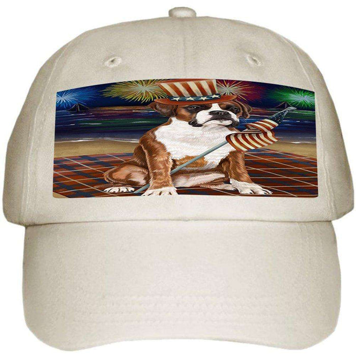 4th of July Independence Day Firework Boxer Dog Ball Hat Cap HAT49932