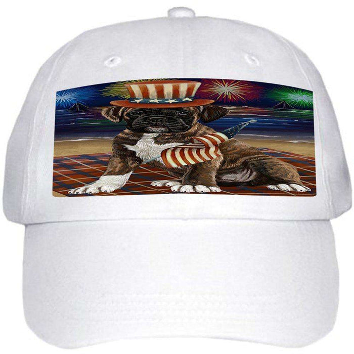 4th of July Independence Day Firework Boxer Dog Ball Hat Cap HAT49941