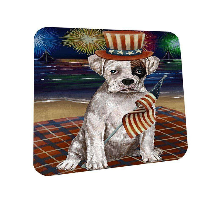 4th of July Independence Day Firework Boxer Dog Coasters Set of 4 CST48693
