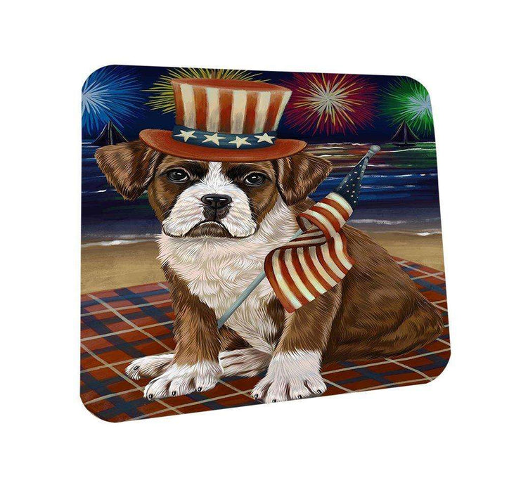 4th of July Independence Day Firework Boxer Dog Coasters Set of 4 CST48694