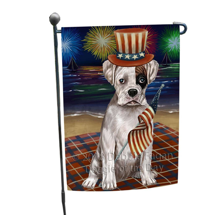 4th of July Independence Day Firework Boxer Dog Garden Flag GFLG48643