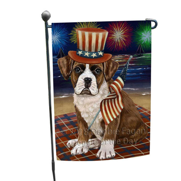 4th of July Independence Day Firework Boxer Dog Garden Flag GFLG48644