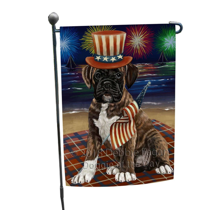 4th of July Independence Day Firework Boxer Dog Garden Flag GFLG48645