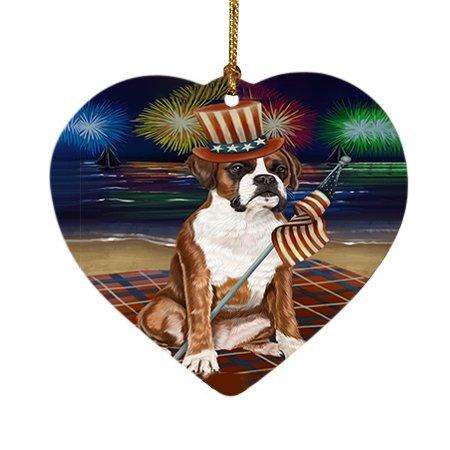 4th of July Independence Day Firework Boxer Dog Heart Christmas Ornament HPOR48733