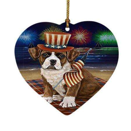 4th of July Independence Day Firework Boxer Dog Heart Christmas Ornament HPOR48735