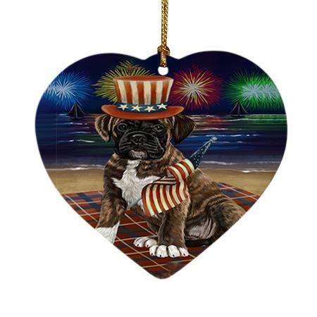 4th of July Independence Day Firework Boxer Dog Heart Christmas Ornament HPOR48736