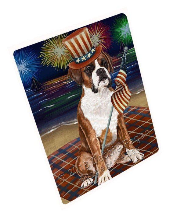 4th of July Independence Day Firework Boxer Dog Large Refrigerator / Dishwasher RMAG51786