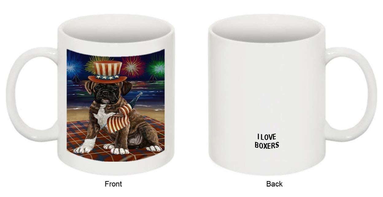 4th of July Independence Day Firework Boxer Dog Mug MUG48551