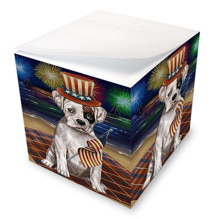 4th of July Independence Day Firework Boxer Dog Note Cube NOC48734