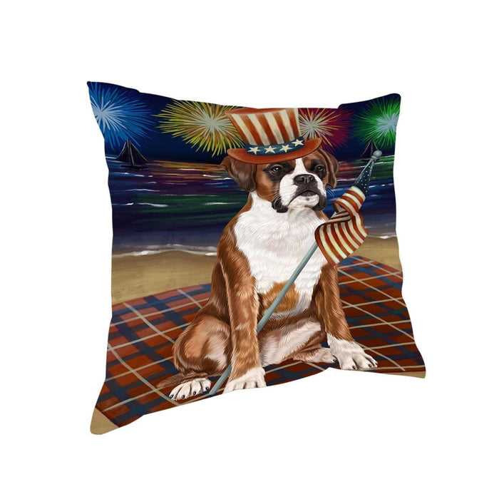 4th of July Independence Day Firework Boxer Dog Pillow PIL50788
