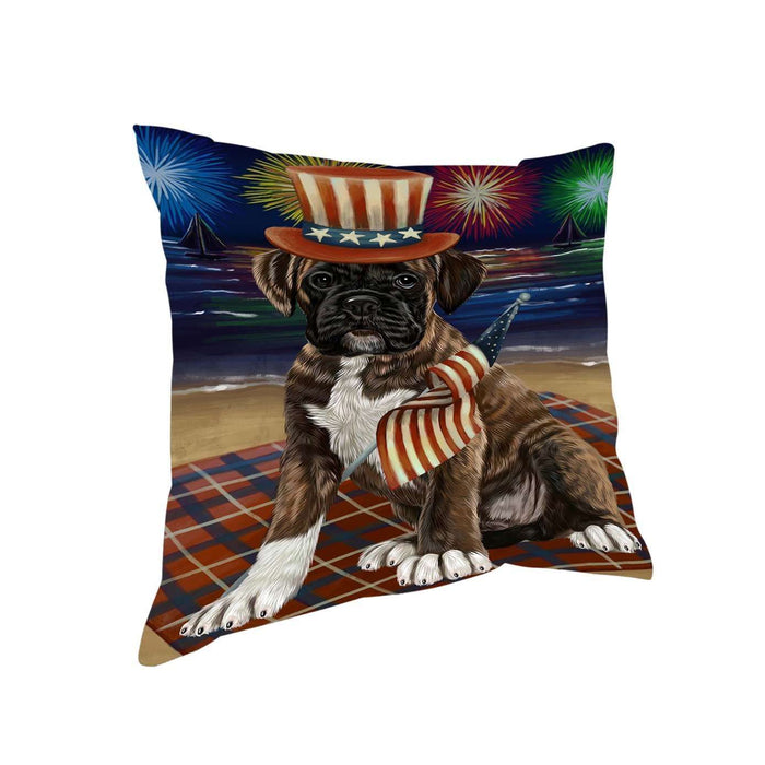 4th of July Independence Day Firework Boxer Dog Pillow PIL50800