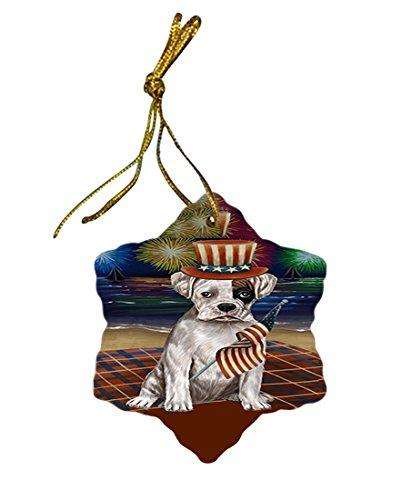 4th of July Independence Day Firework Boxer Dog Star Porcelain Ornament SPOR48726