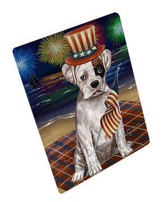 4th of July Independence Day Firework Boxer Dog Tempered Cutting Board C49896