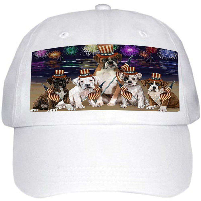 4th of July Independence Day Firework Boxers Dog Ball Hat Cap HAT49944