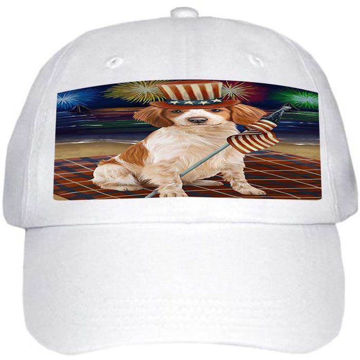 4th of July Independence Day Firework Brittany Spaniel Dog Ball Hat Cap HAT50268