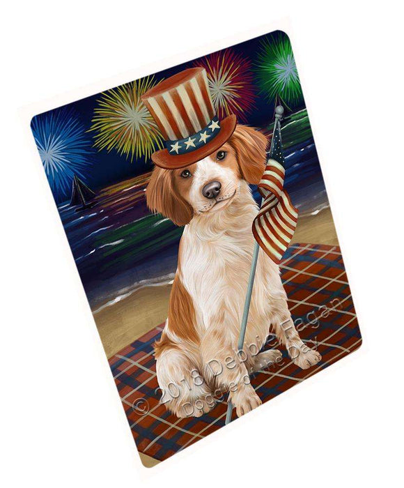4th of July Independence Day Firework Brittany Spaniel Dog Blanket BLNKT55209 (37x57 Sherpa)