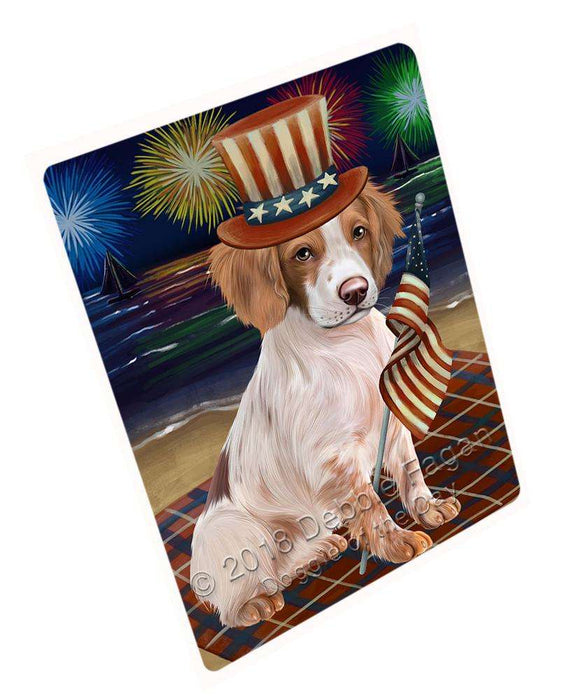 4th of July Independence Day Firework Brittany Spaniel Dog Blanket BLNKT55227 (37x57 Sherpa)
