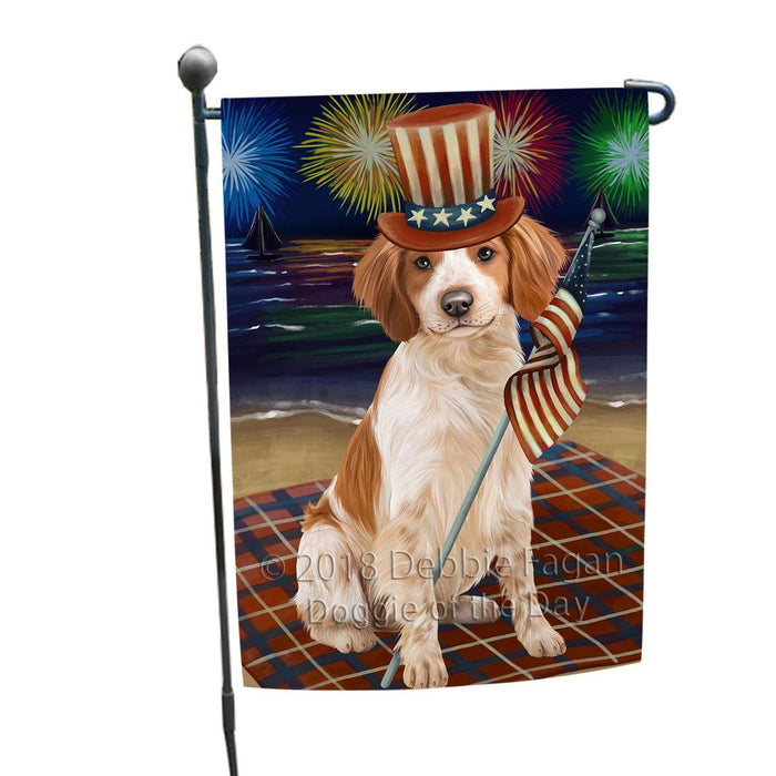 4th of July Independence Day Firework Brittany Spaniel Dog Garden Flag GFLG48754