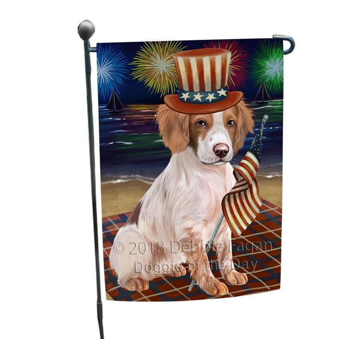 4th of July Independence Day Firework Brittany Spaniel Dog Garden Flag GFLG48756