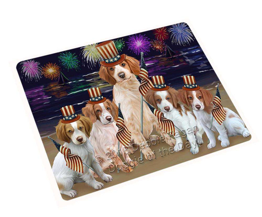 4th of July Independence Day Firework Brittany Spaniels Dog Blanket BLNKT55218 (37x57 Sherpa)