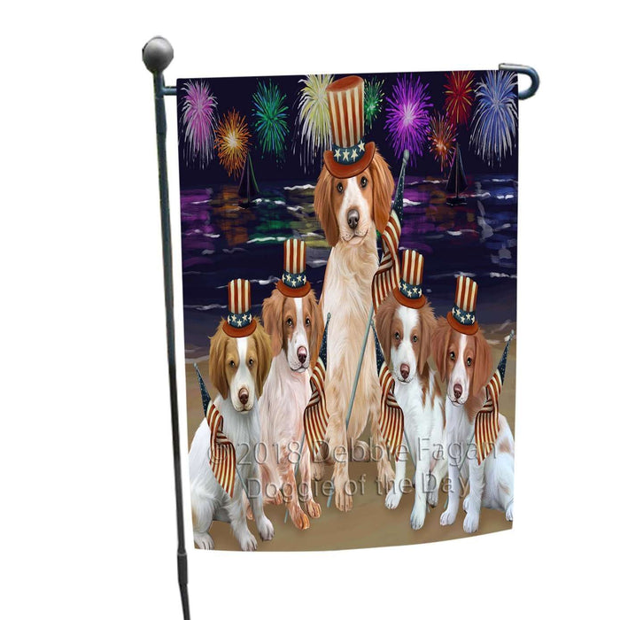 4th of July Independence Day Firework Brittany Spaniels Dog Garden Flag GFLG48755