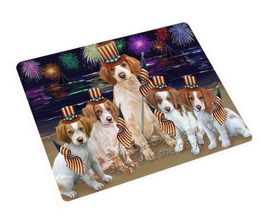 4th of July Independence Day Firework Brittany Spaniels Dog Tempered Cutting Board C50406
