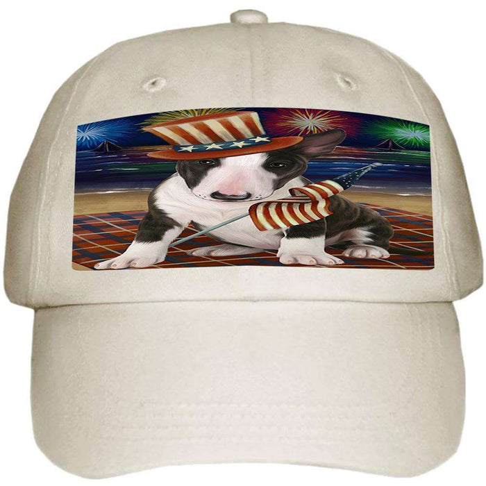 4th of July Independence Day Firework Bull Terrier Dog Ball Hat Cap HAT50286