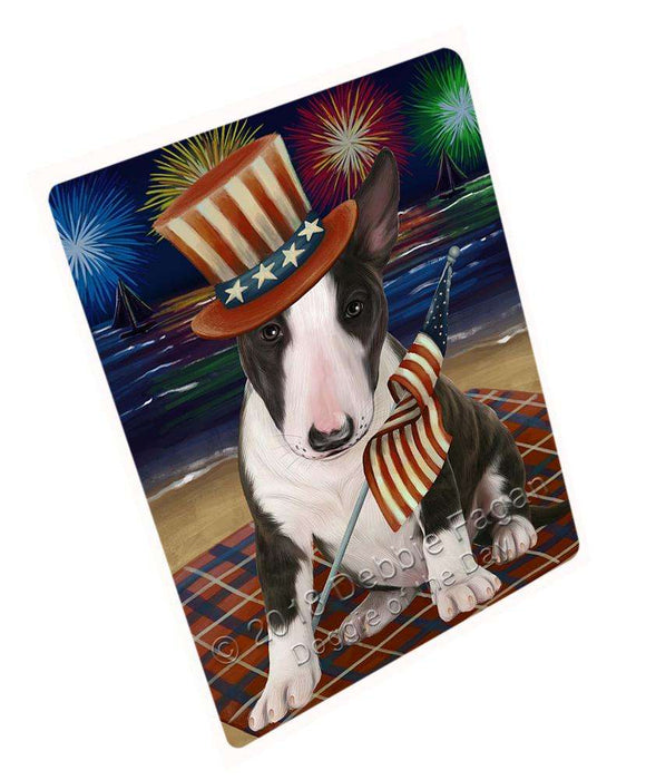 4th of July Independence Day Firework Bull Terrier Dog Blanket BLNKT55263 (37x57 Sherpa)