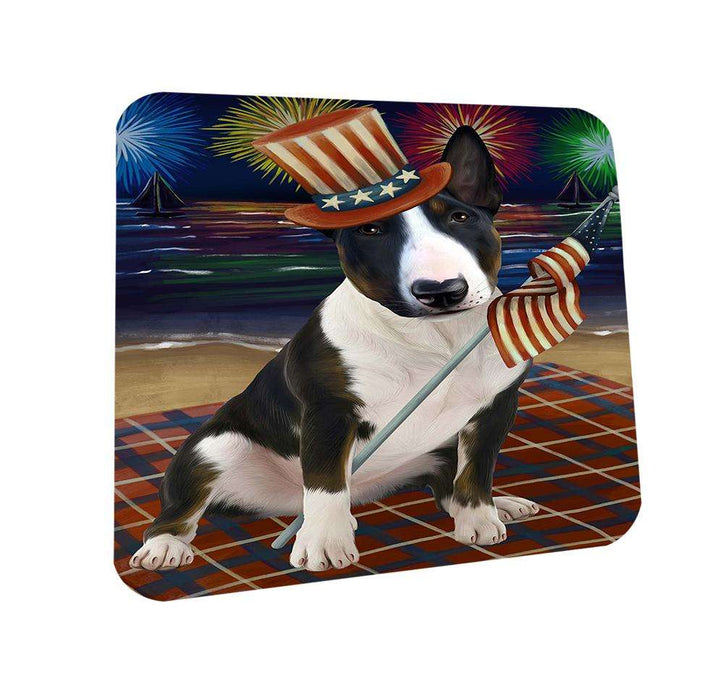 4th of July Independence Day Firework Bull Terrier Dog Coasters Set of 4 CST48807
