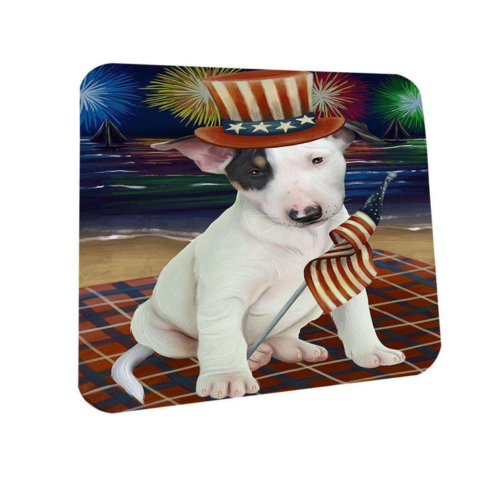 4th of July Independence Day Firework Bull Terrier Dog Coasters Set of 4 CST48809